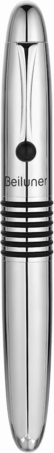 BEILUNER 320 Silver Chrome Rollerball-Luxury Pen with Bright Chrome Finish