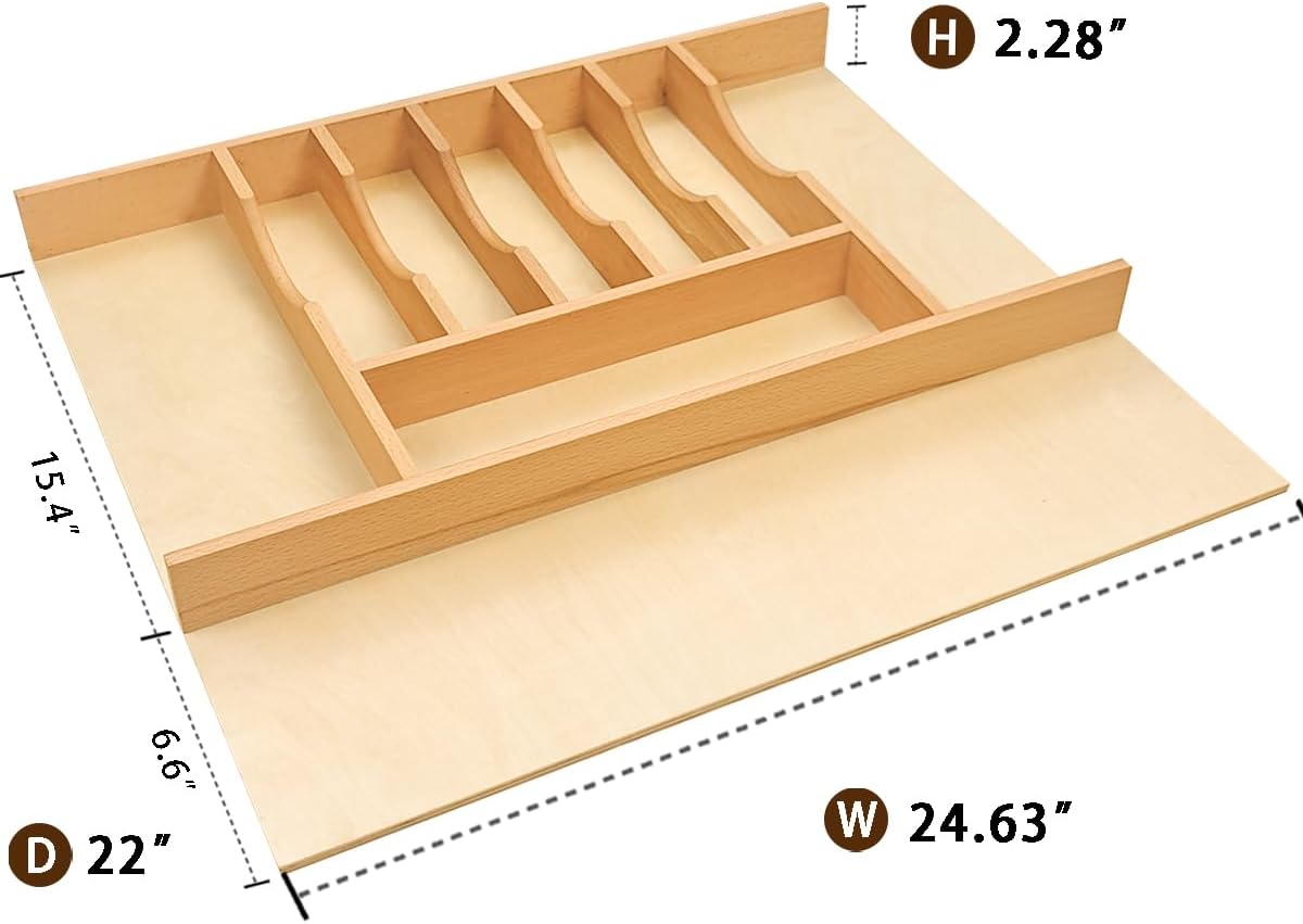 Silverware Drawer Organizer - Trim-to-Fit with Adjustable Dividers for Kitche...