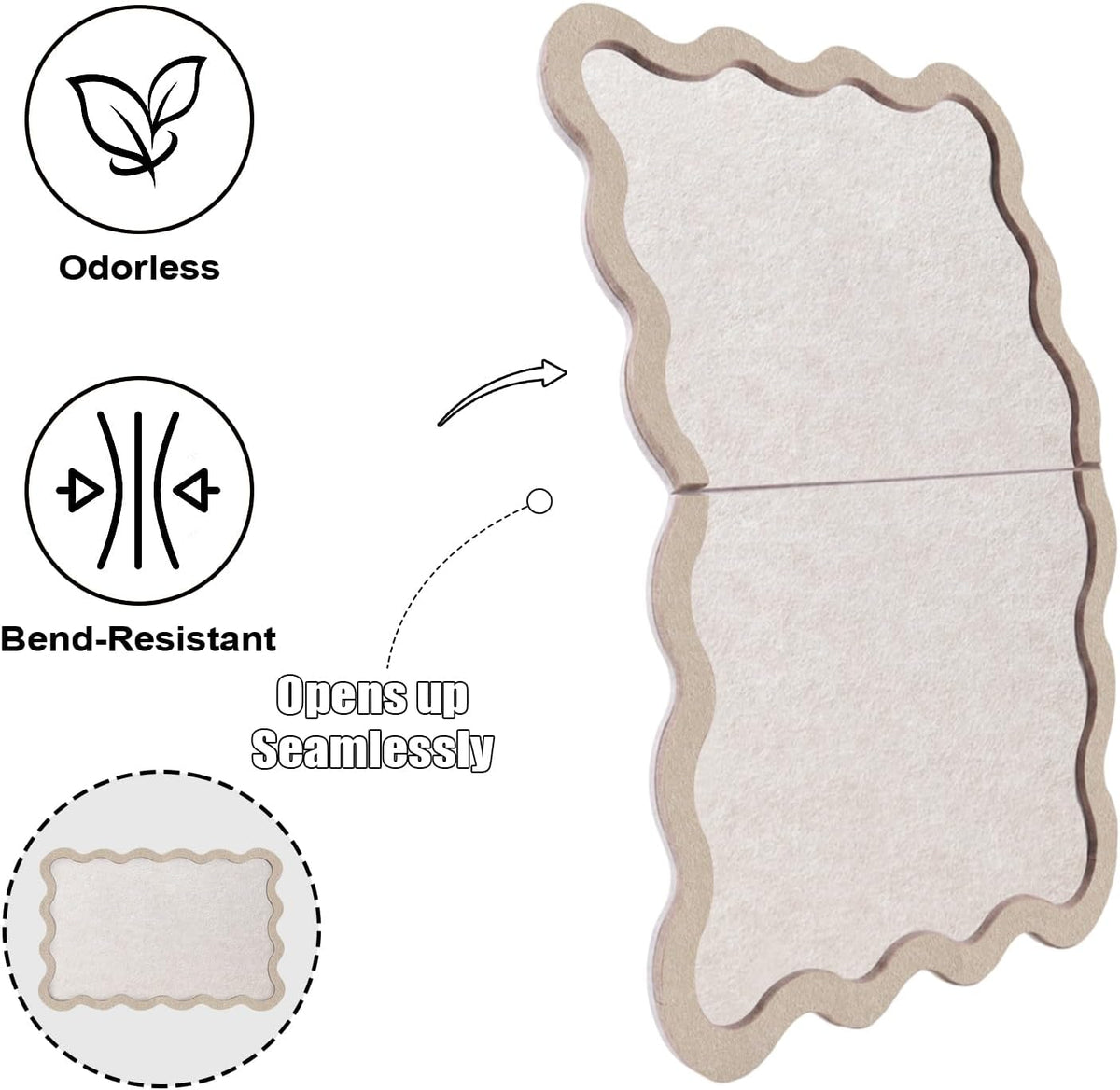 Scalloped Felt Bulletin Board 36"x24", Decorative Pin Board for Wall