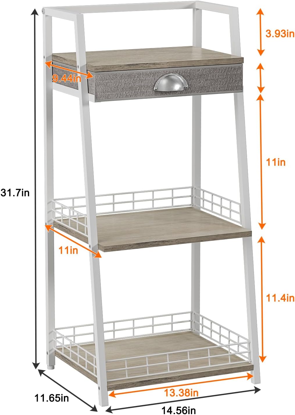 keomaisyto 3-Tier Small Bathroom Shelves with Drawer, Floor Storage Shelf, Sm...