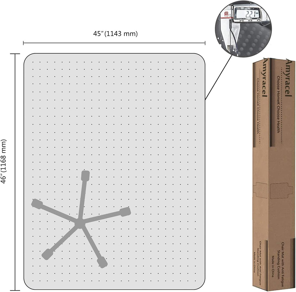 Amyracel Office Chair Mat, 60" x 46" Easy Glide Plastic Floor Mat, ...