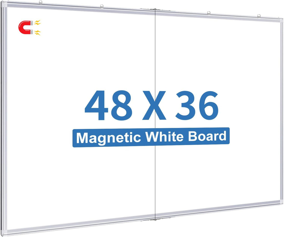 Magnetic Dry Erase White Board 48" x 36" Aluminum Frame