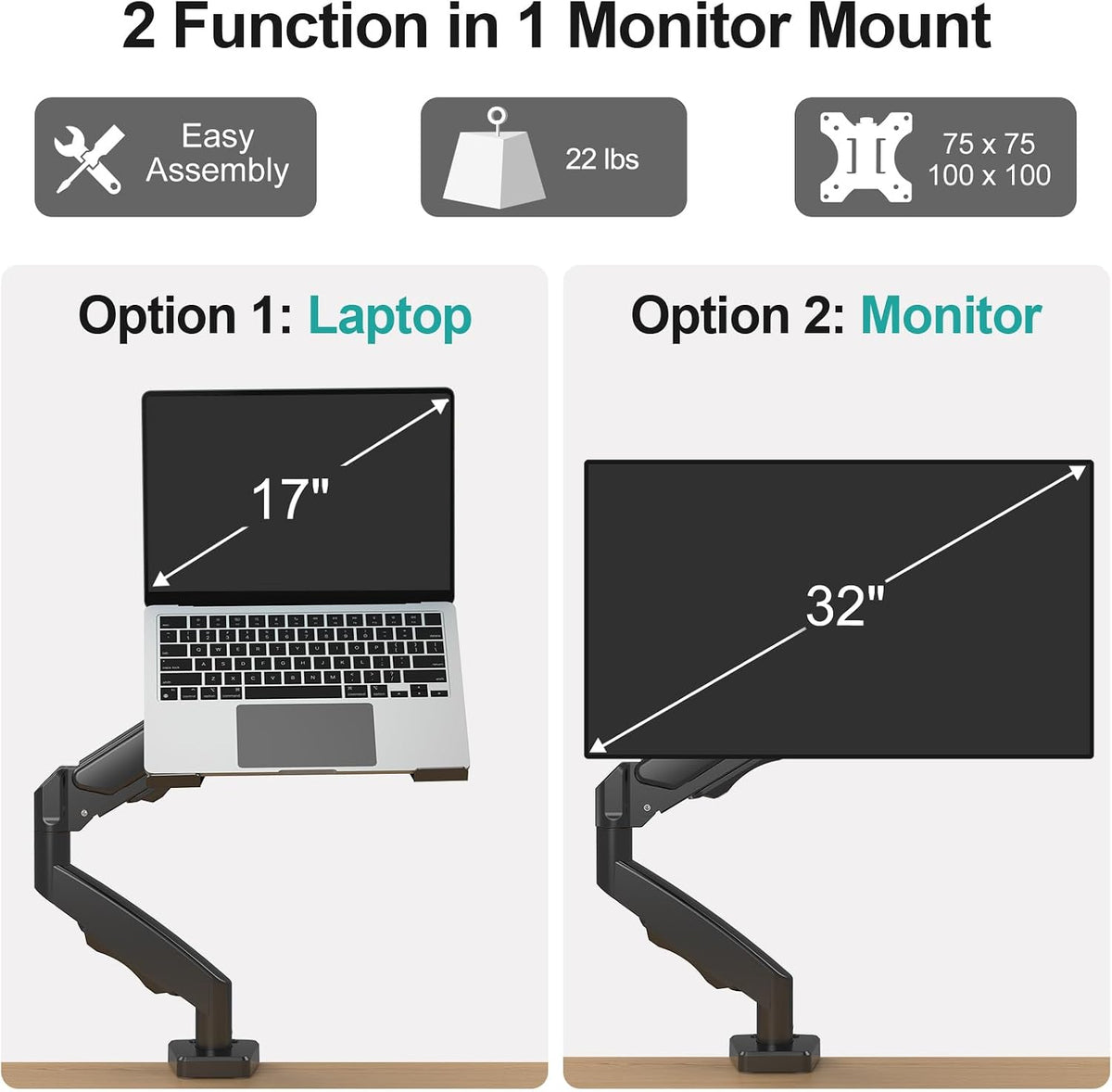 MOUNT PRO Laptop Arm Mount for Desk, Fits Max 17" Notebook and 32" ...