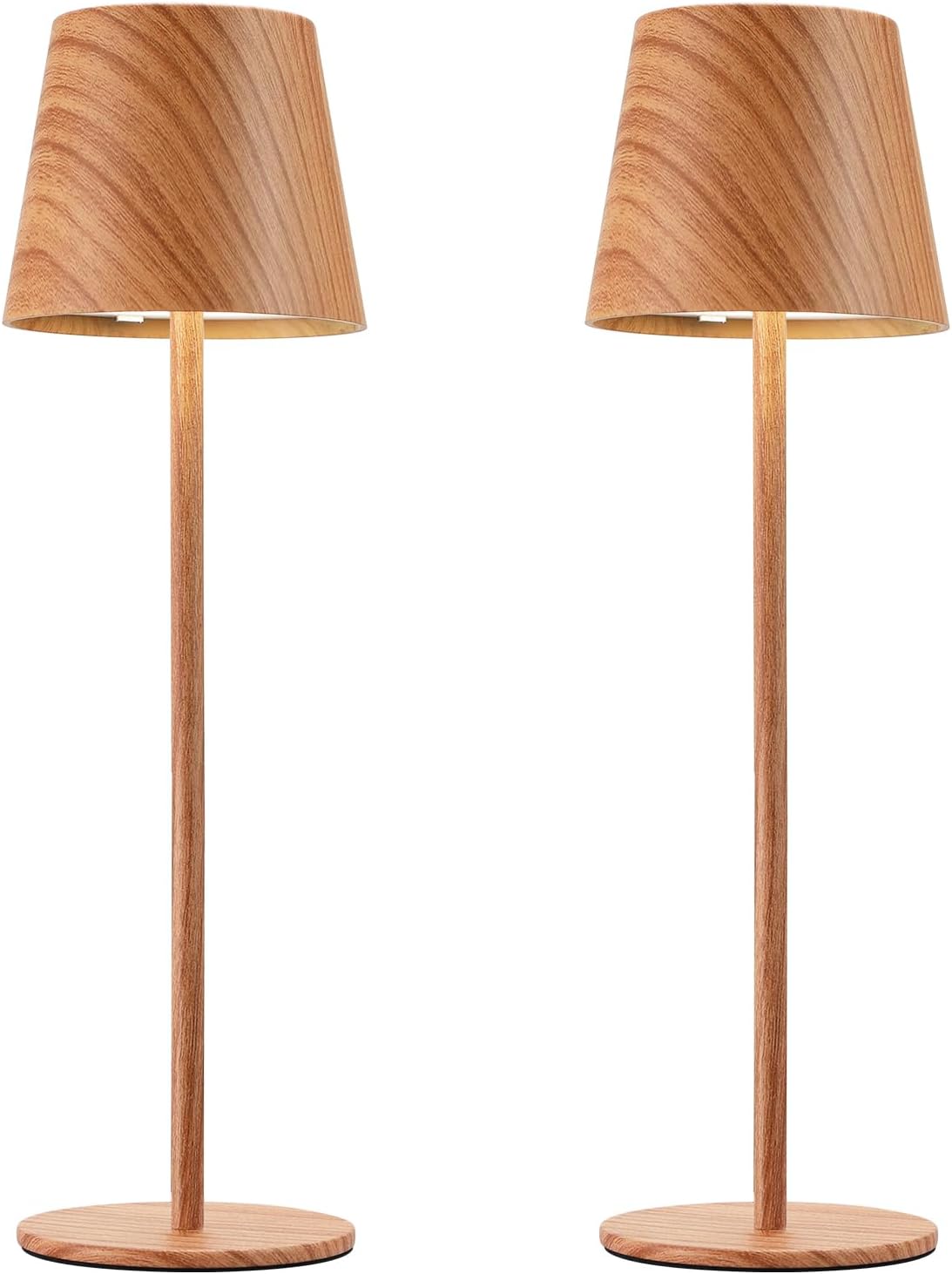 Kakanuo Wood Grain Cordless Table Lamp Rechargeable - 2 Pack 5000mAH Battery ...