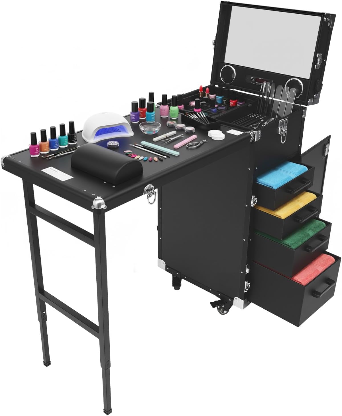 Manicure Table for Nail Technicians, Nail Table Mobile Station Rolling Makeup...