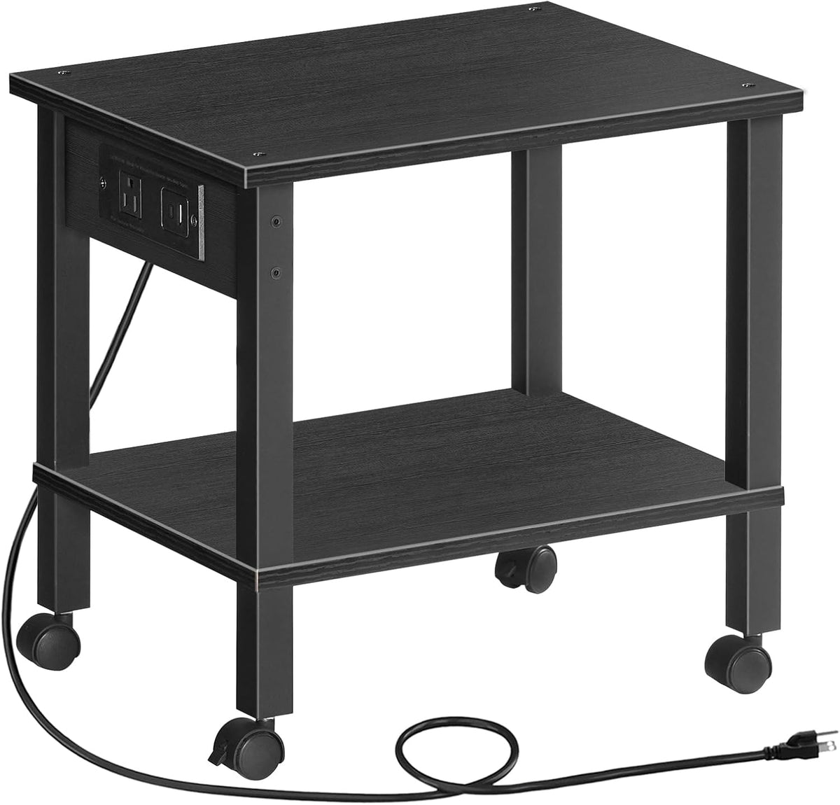 HOOBRO 2-Tier Printer Stand with Charging Station, Under Desk Printer Table, ...