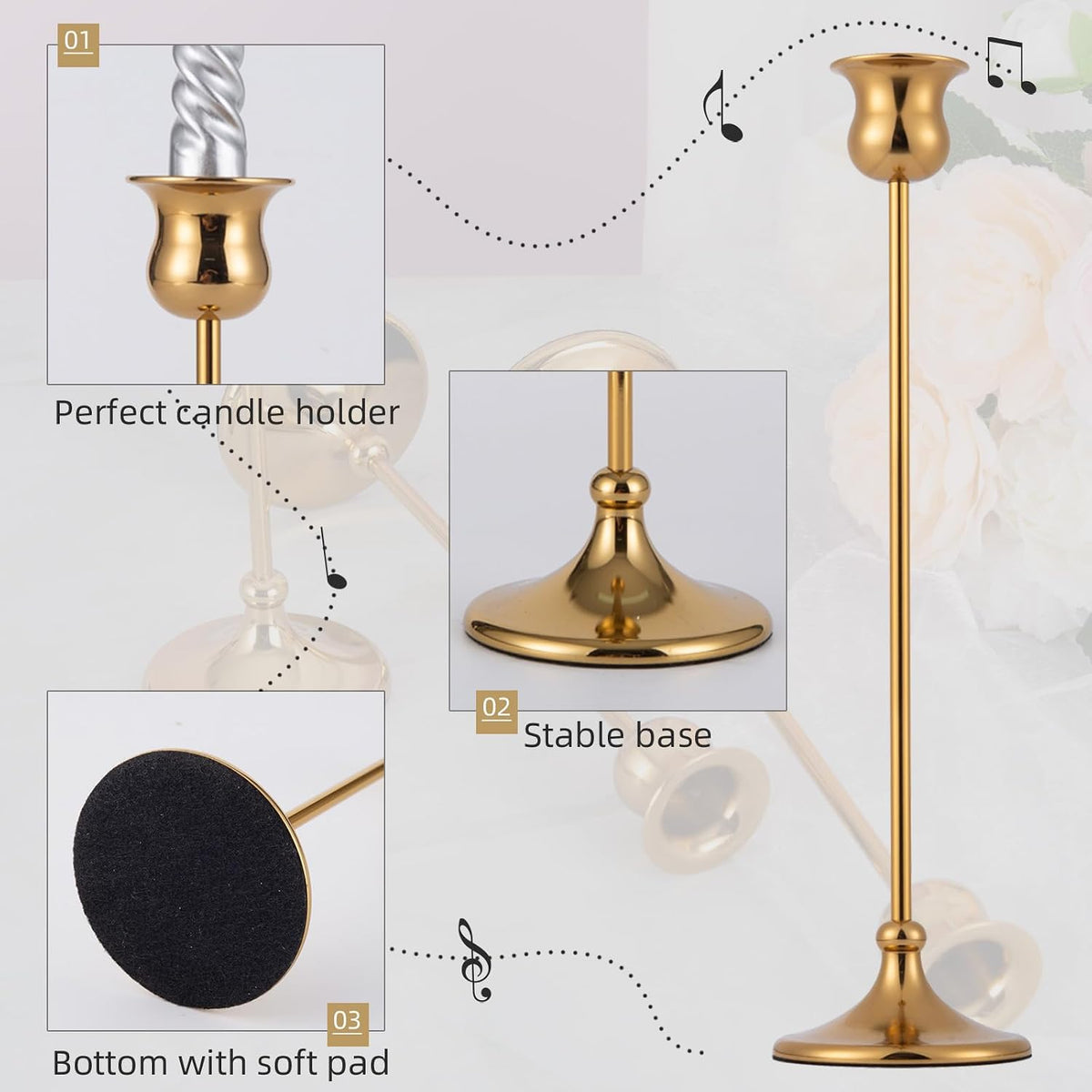 Metal Candle Holder Taper Candlestick Holders for Candle Sticks Vintage Cande...