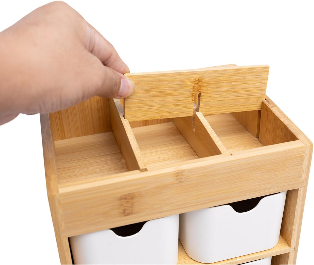 Small Bamboo Makeup Organizer(5.7" D x 8" W x 7.5" H)