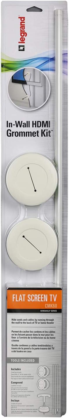 Legrand Wiremold In-Wall Low Voltage TV Cable Grommet Kit Ivory 1 Pair