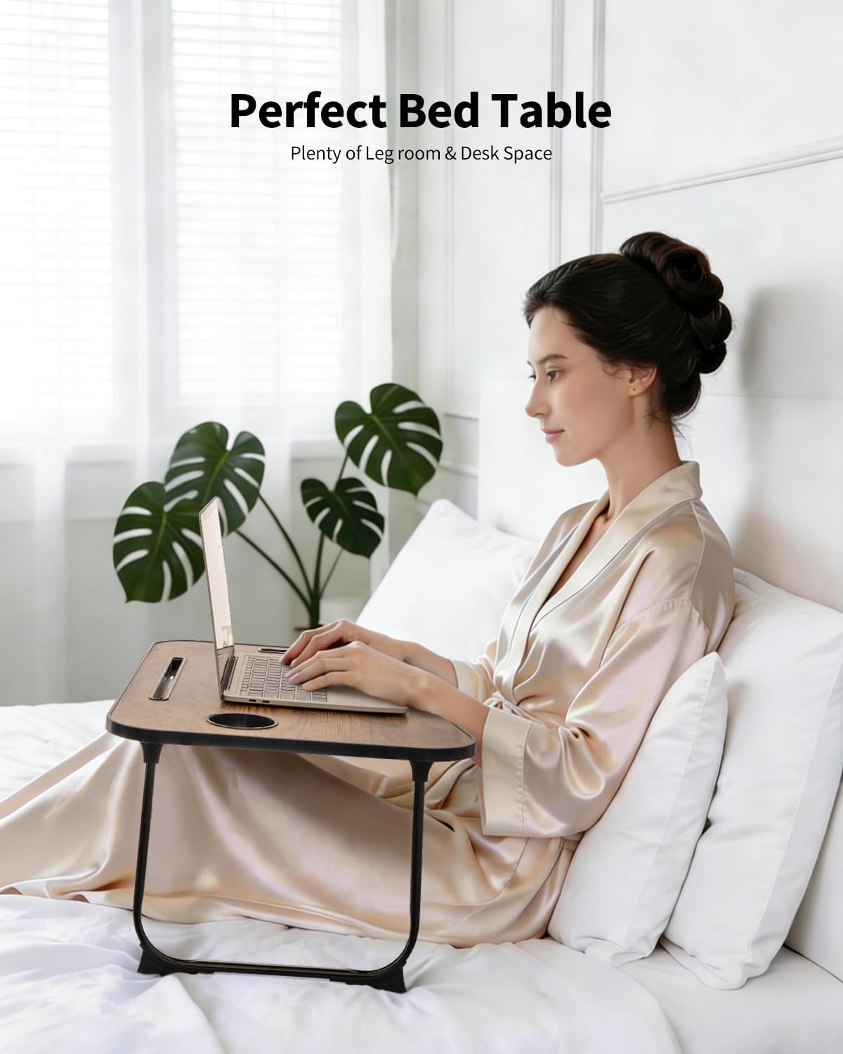 Ruxury Folding Lap Desk Bed Desk Laptop Table Tray, Breakfast Serving Tray, P...