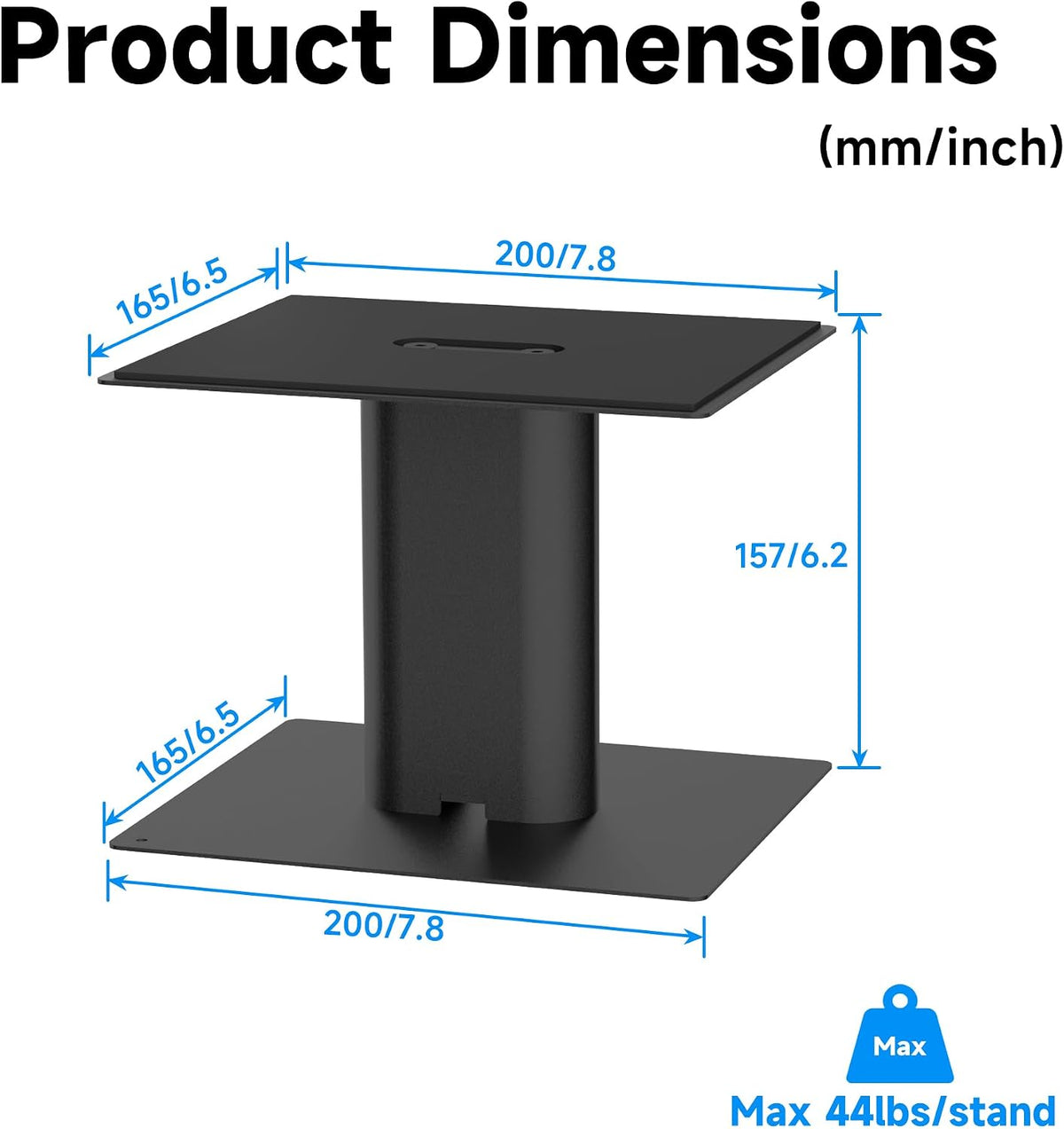 suptek 7.9 x 6.5 Universal Desktop Speaker Stands – Pair for Bookshelf & ...