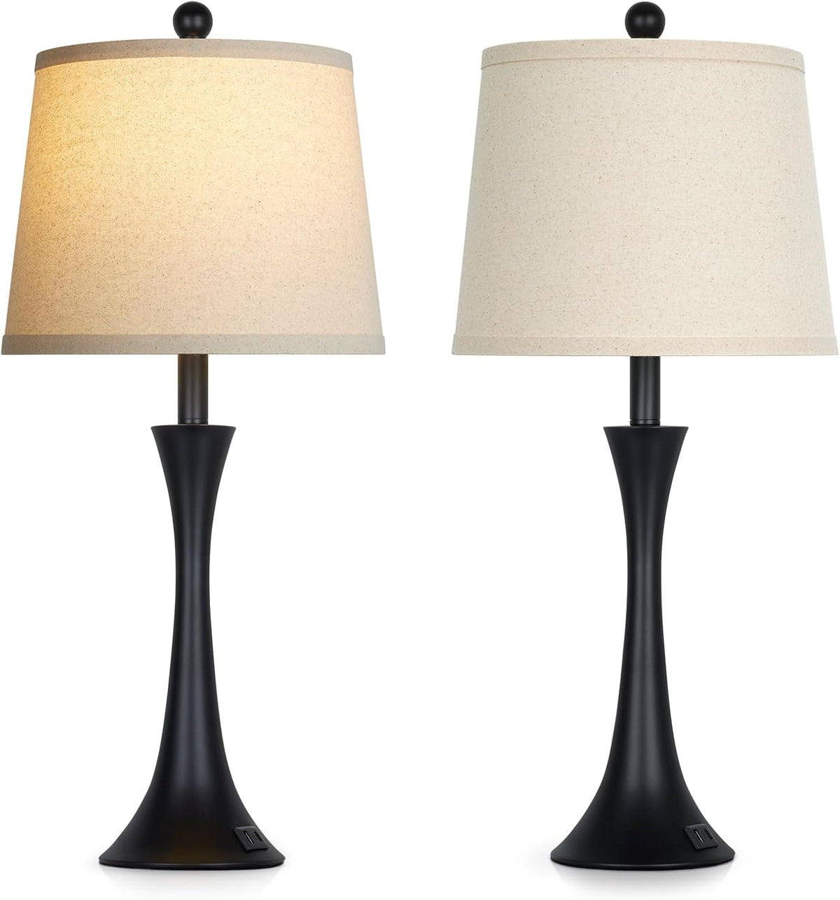 27.5" Black table Lamps for Living Room, Touch Control 3-Way Dimmable Be...