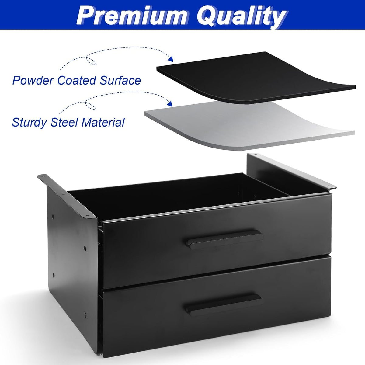 Menkxi 16'' Under Desk Drawer Slide-out Steel Under Counter Drawers S...