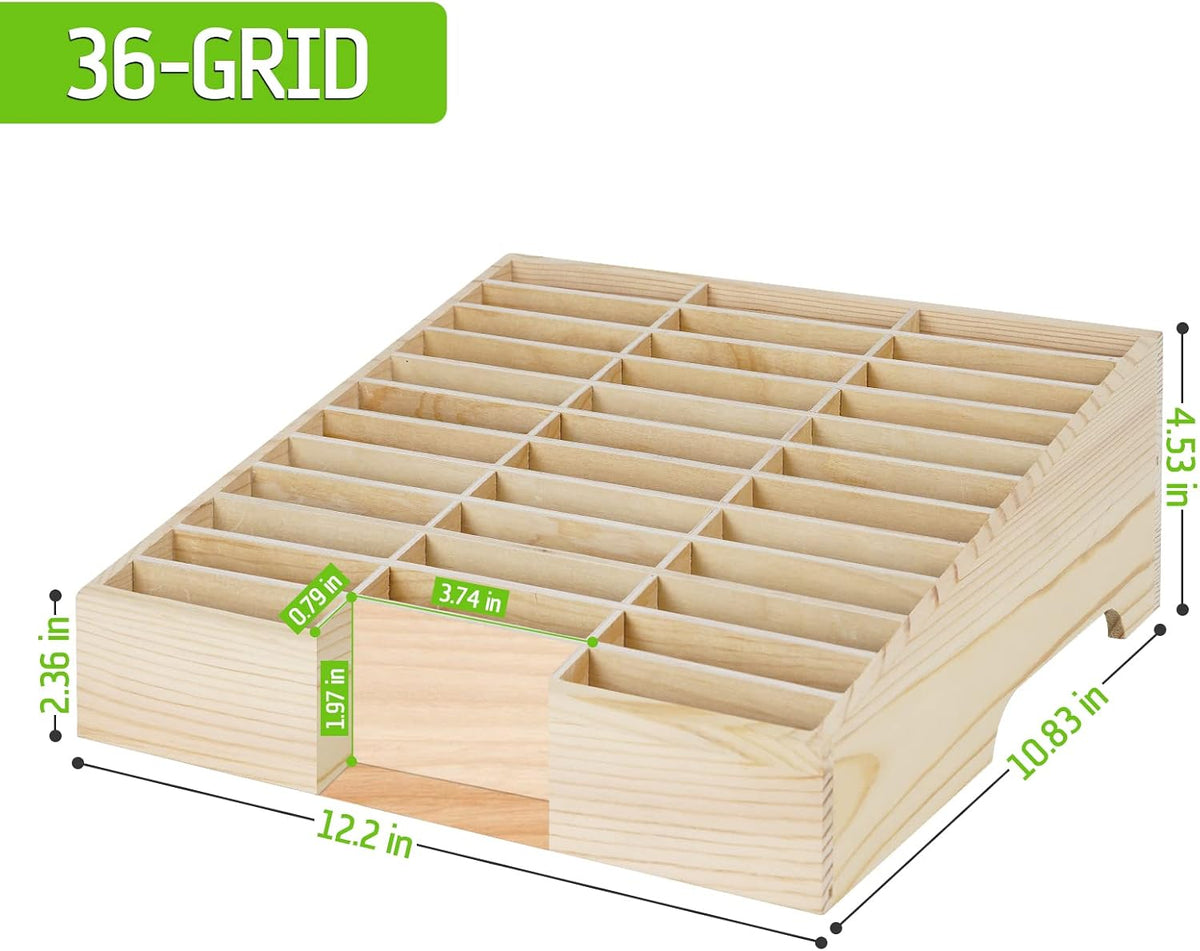 36-Grid Wooden Cell Phones Storage Box, Cell Phone Organizer