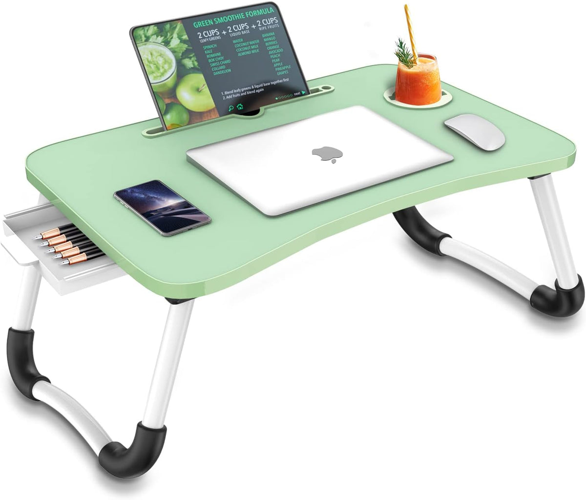 Fayquaze Portable Foldable Laptop Bed Desk with Storage Drawer and Cup Holder...