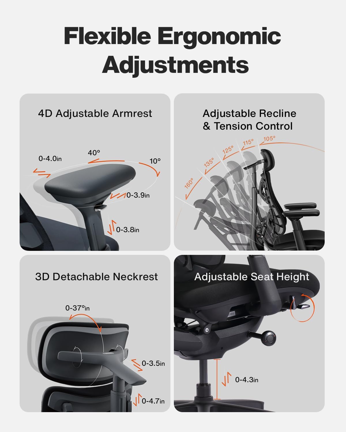 LiberNovo Omni SE Dynamic Ergonomic Office Chair, Manual Lumbar, 45cm