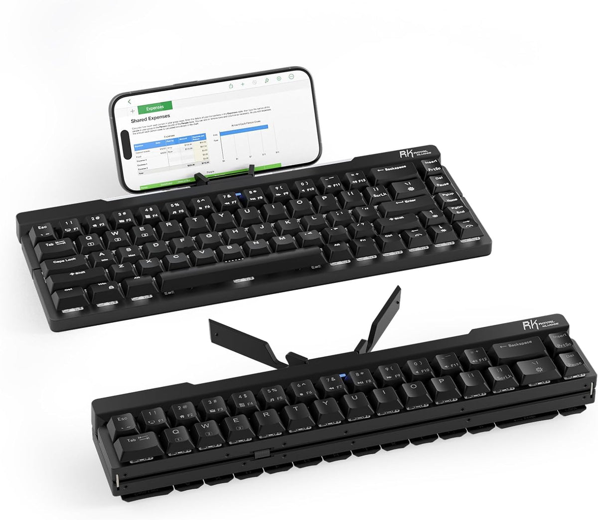 RK ROYAL KLUDGE F68 60% Foldable Low Profile Wireless Mechanical Keyboard