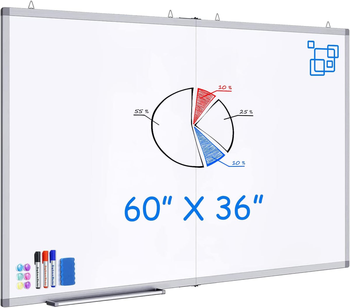 White Board Dry Erase 60x36, Maxtek Large Magnetic Whiteboard Wall Mounted