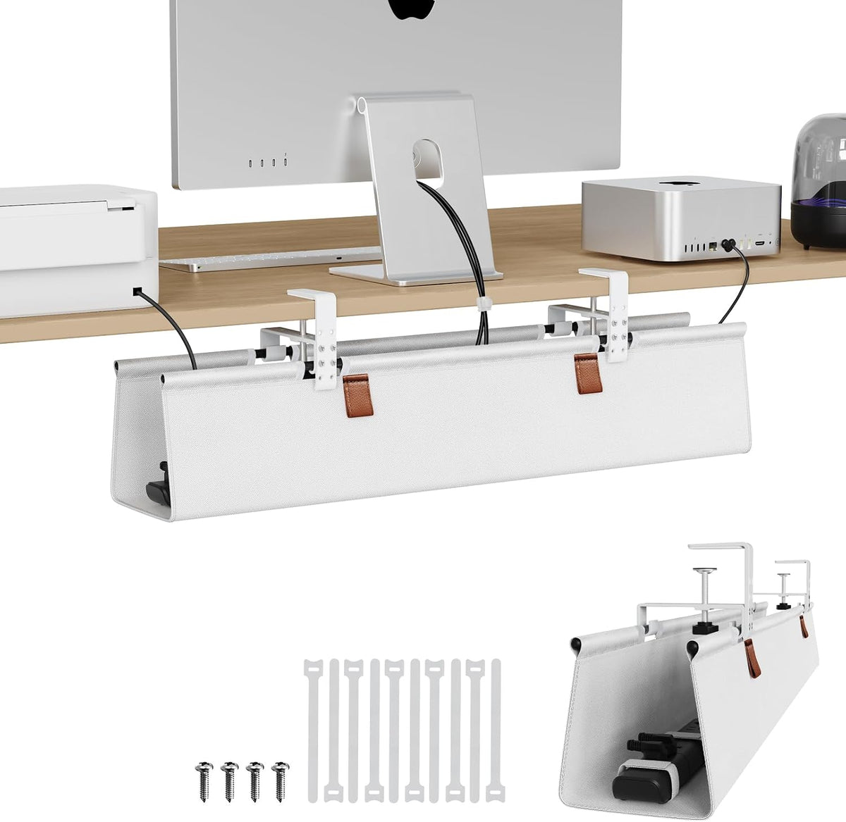 Zilink Under Desk Management Tray Desk Cable Organizer 30 inch, White