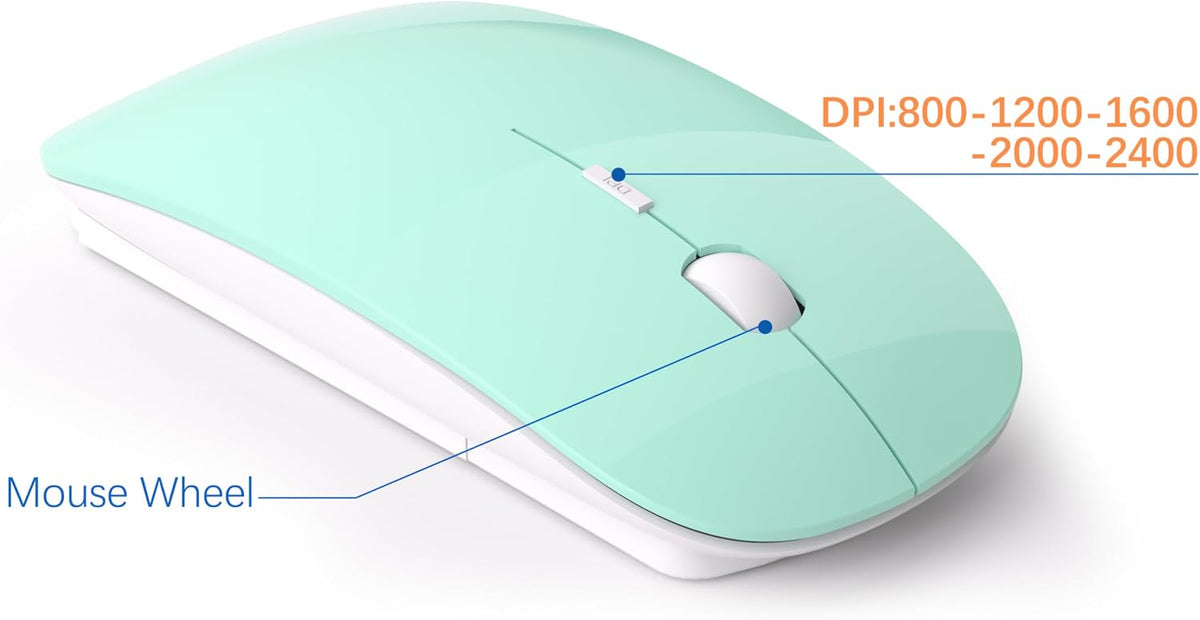 Wireless Keyboard and Mouse Ultra Slim Combo, TopMate - Mint Green