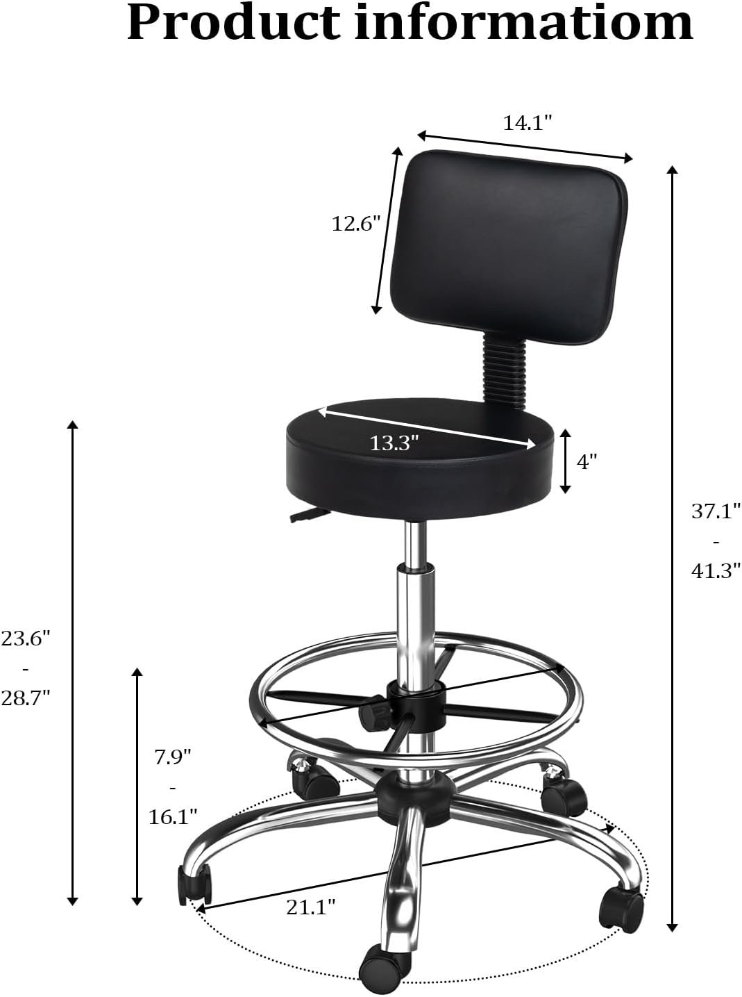 OmySalon Drafting Chair,Ergonomic Office Desk Chair with Back Support,Tall Ad...