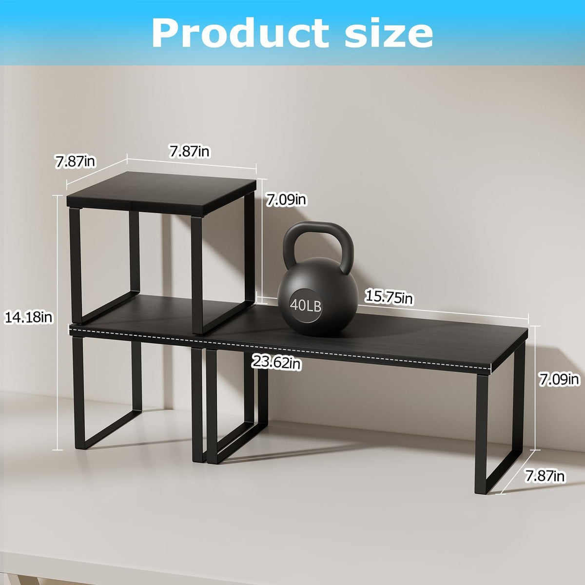 Aothia Desktop Shelf Organizer, 2-Tier Stackable Desk Shelves, Black