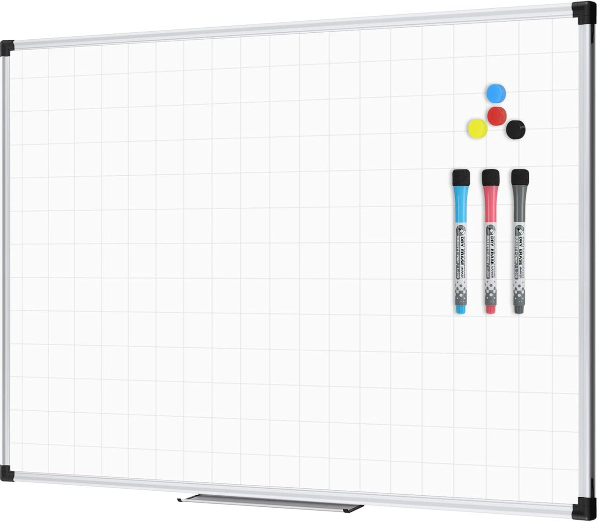 XBoard Magnetic Dry Erase Board with Grid Lines 48 x 36 Inches