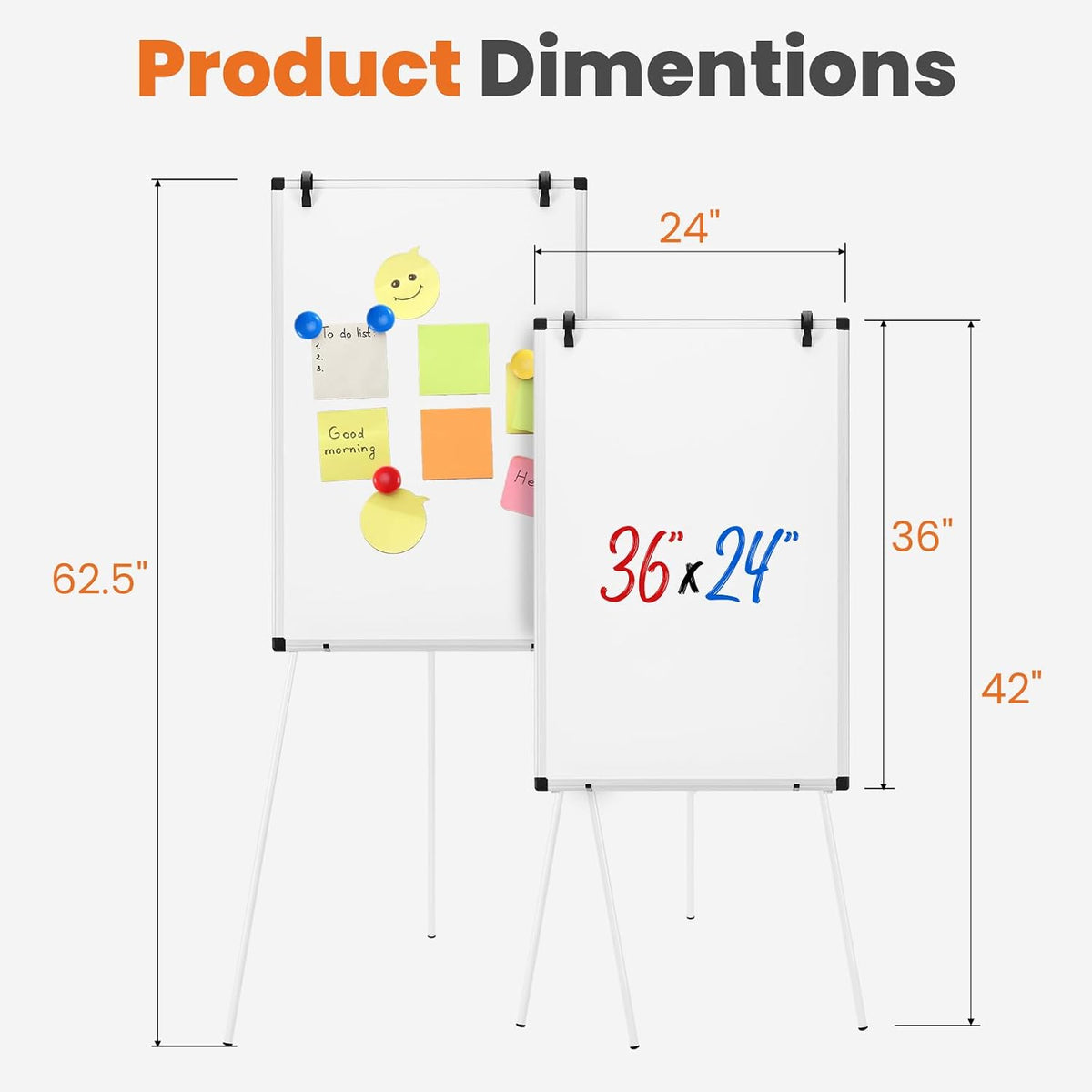 Sweetcrispy 36"x24" White Board, Magnetic Whiteboard, Easel Stand