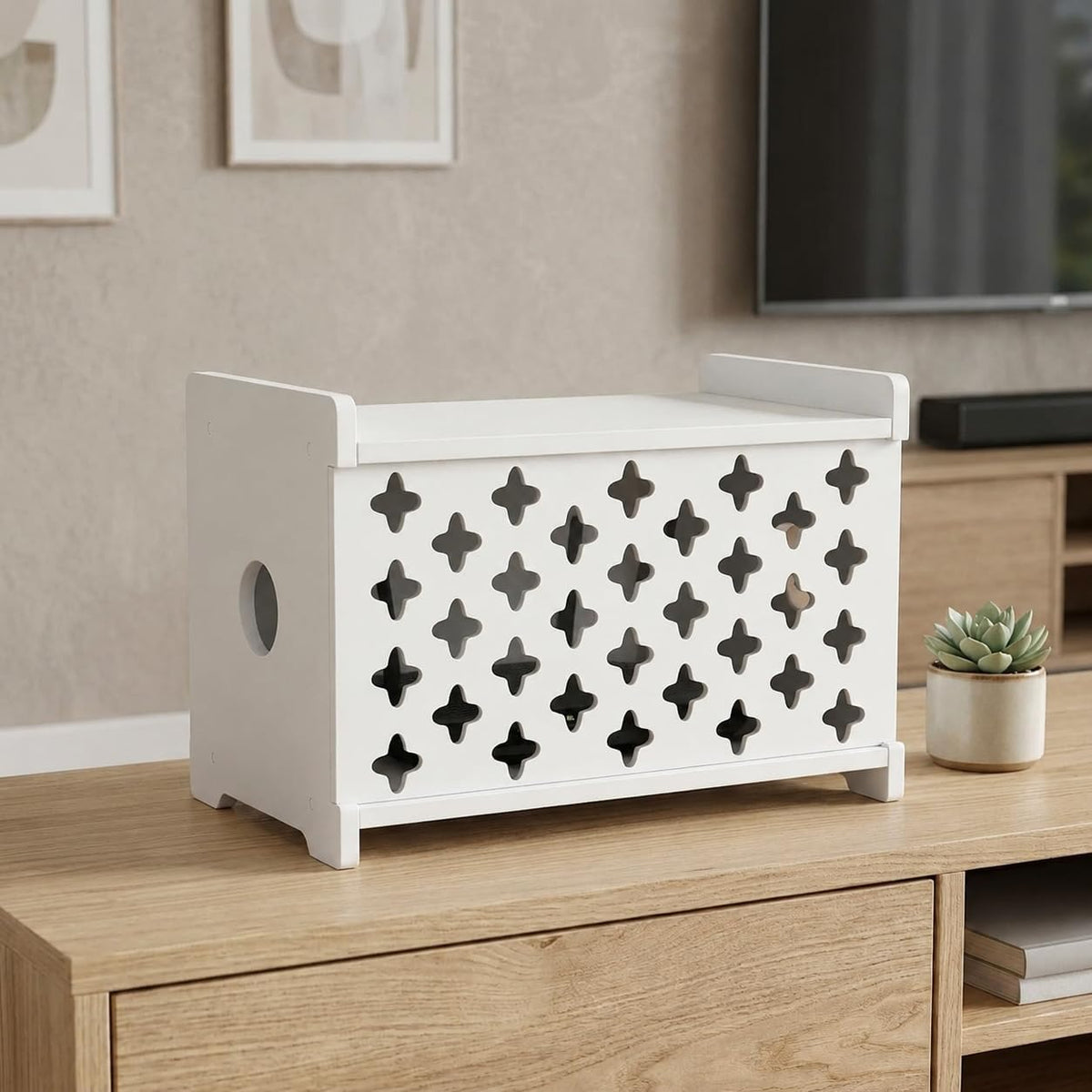SKAGIT Wooden WiFi Router Storage Box Hider, Decorative Projector Box Hider R...