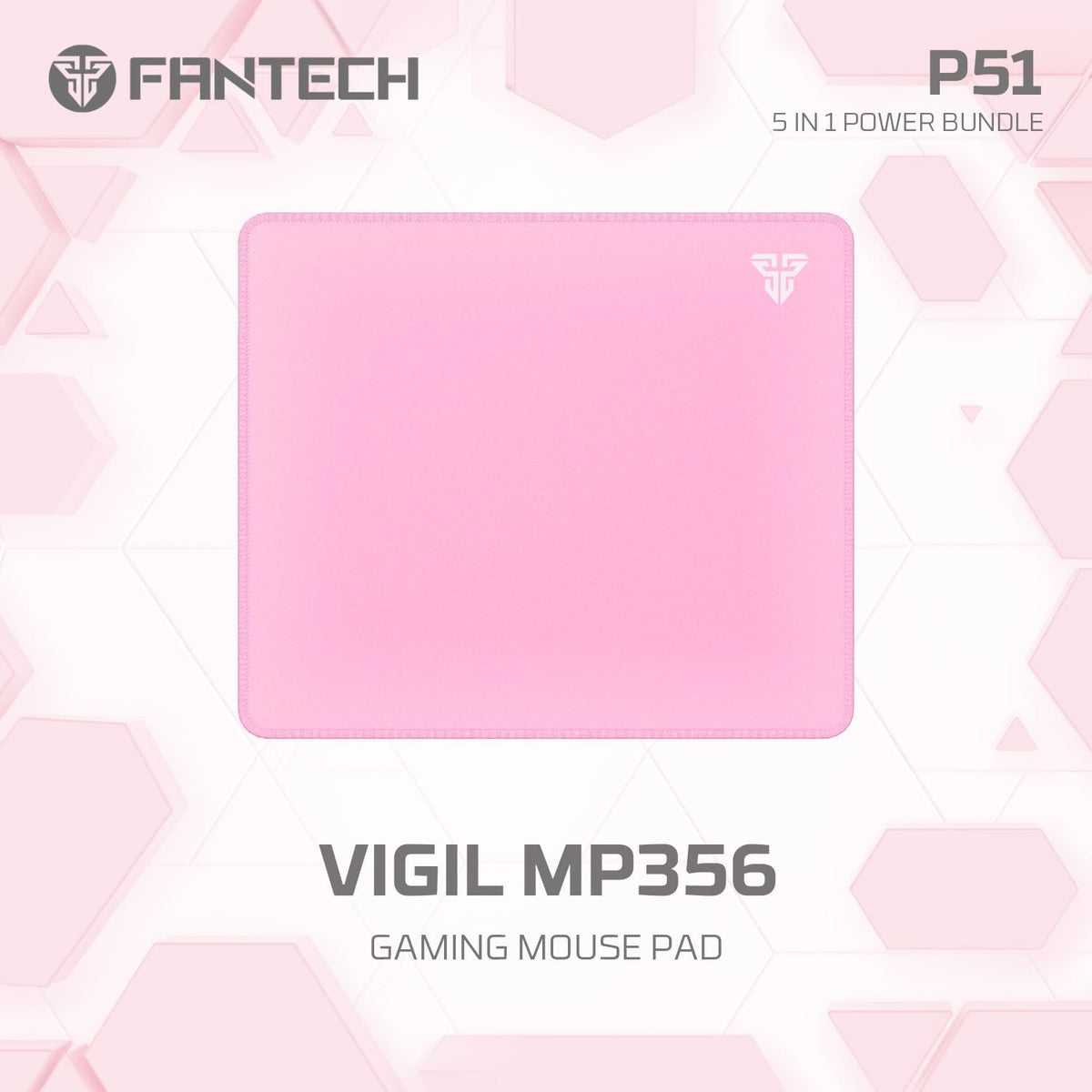 FANTECH P51S 5-in-1 Gaming Bundle: RGB Keyboard Mouse Headset Stand Pad, Pink