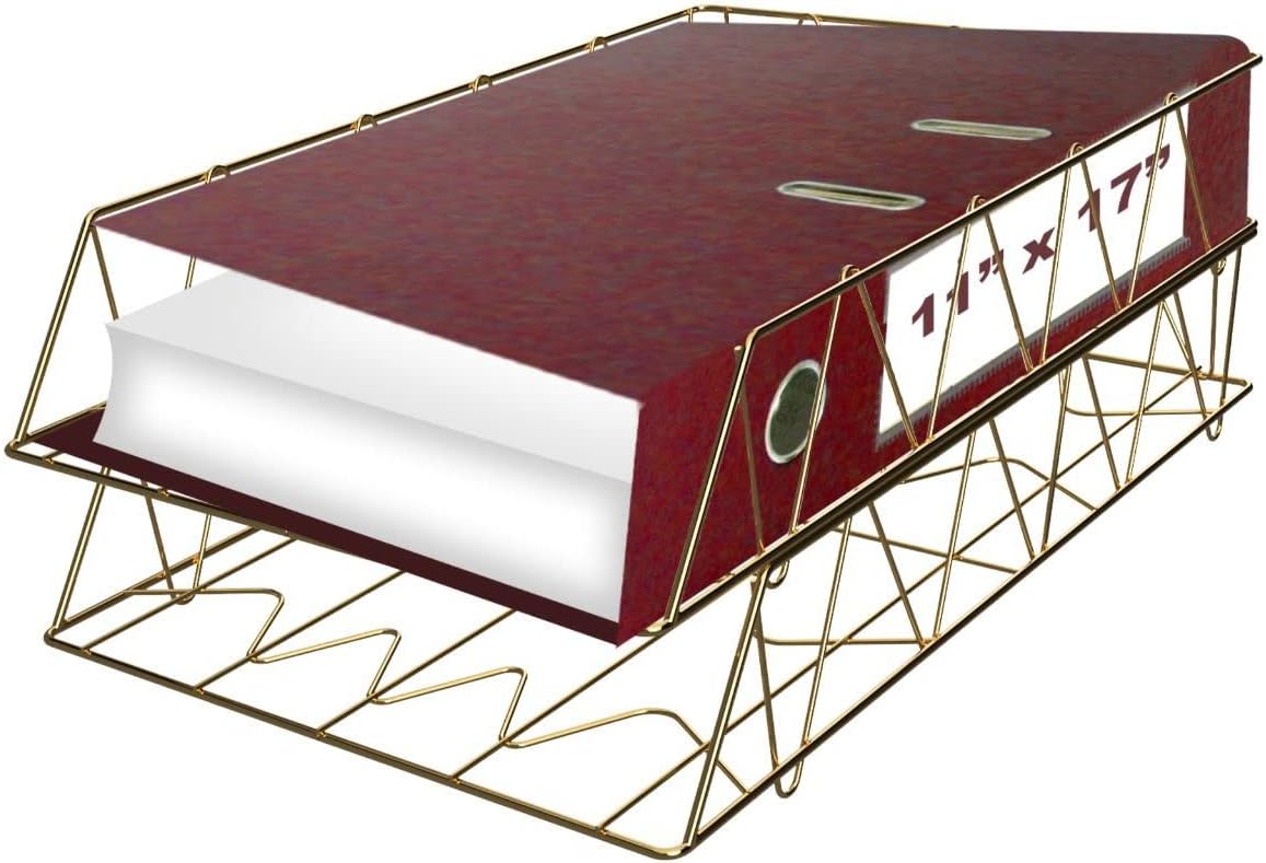 Performore 11x17 Stackable Metal Paper Tray Organizer, 2-Tier Wire Desk Trays...