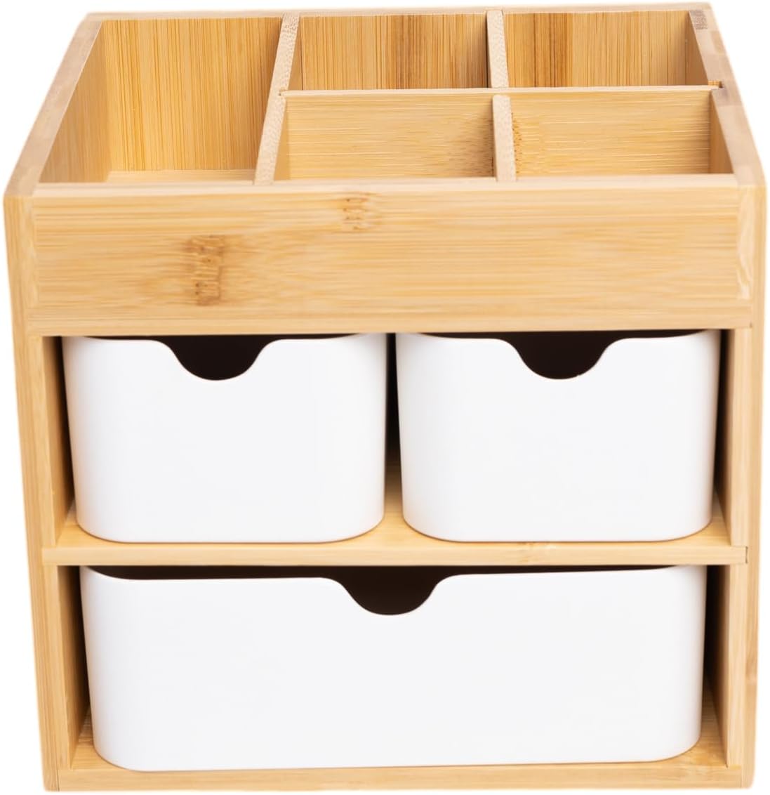 Small Bamboo Makeup Organizer(5.7" D x 8" W x 7.5" H)