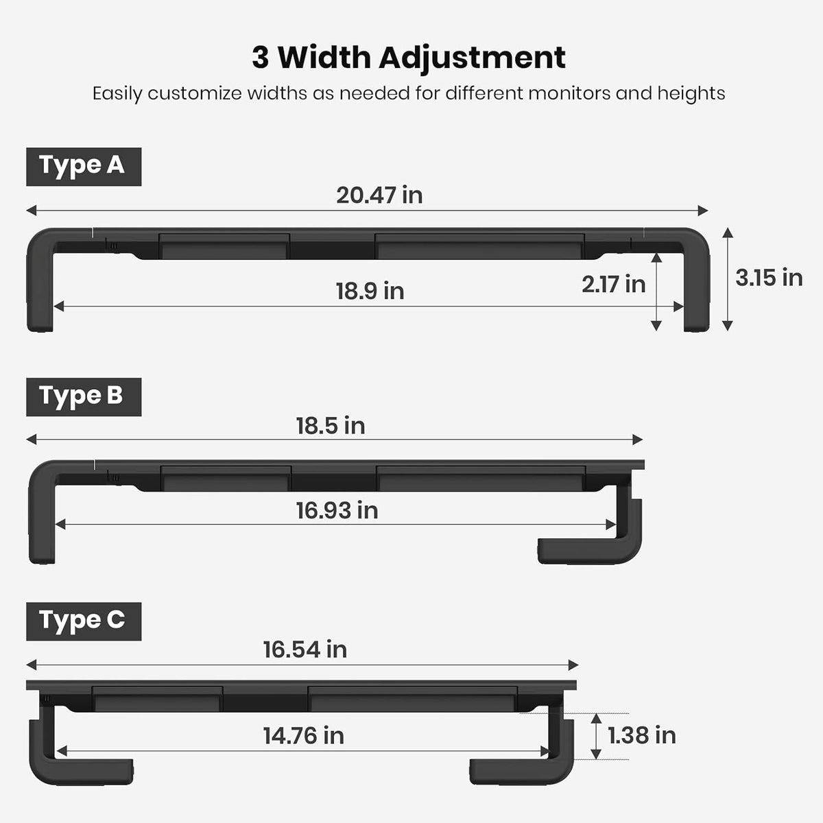 Klearlook Computer Monitor Stand for Desk, Adjustable Foldable Monitor Riser ...