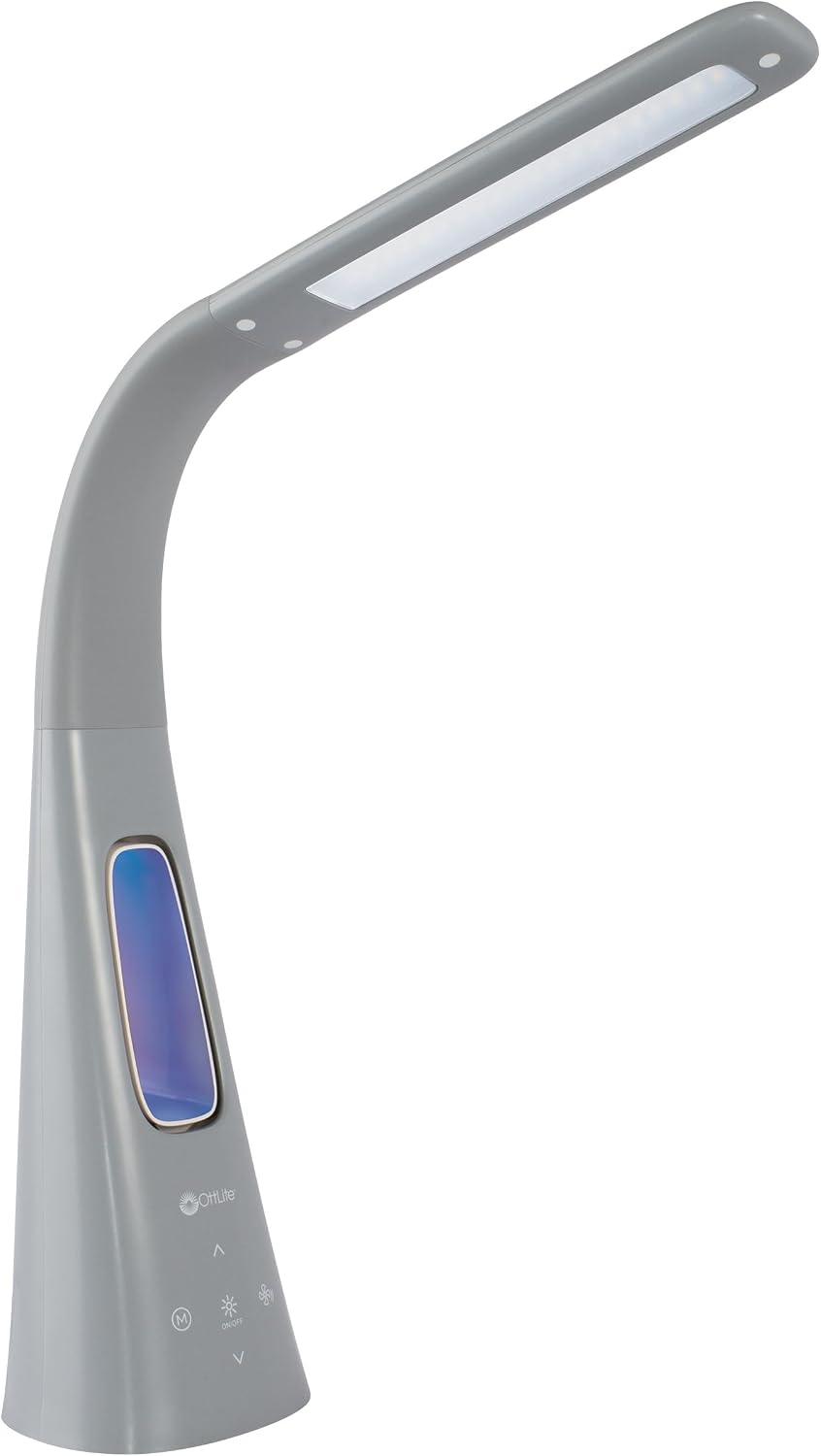 OttLite Cool Breeze LED Desk Lamp with Bladeless Fan, Gray