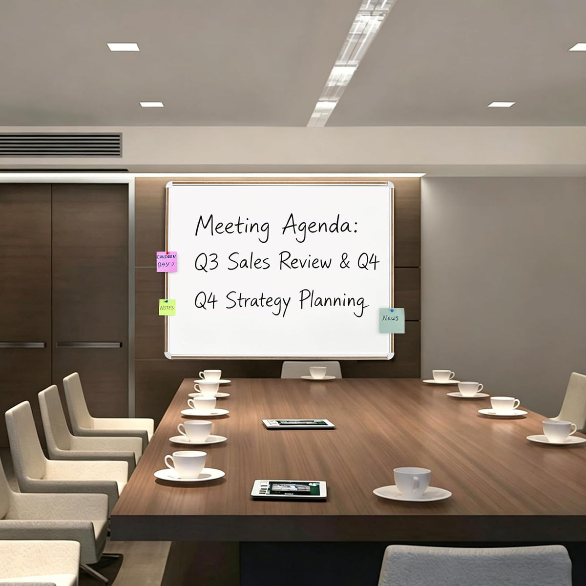 Large Magnetic White Board for Wall,Aluminum & Cork Strip Frame Whiteboar...