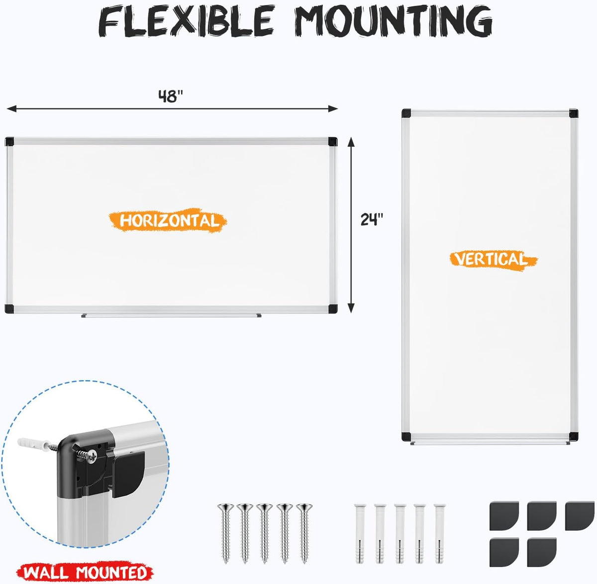 OLIXIS 24" x 48" Magnetic White Board, Dry Erase Board for Wall, Wh...