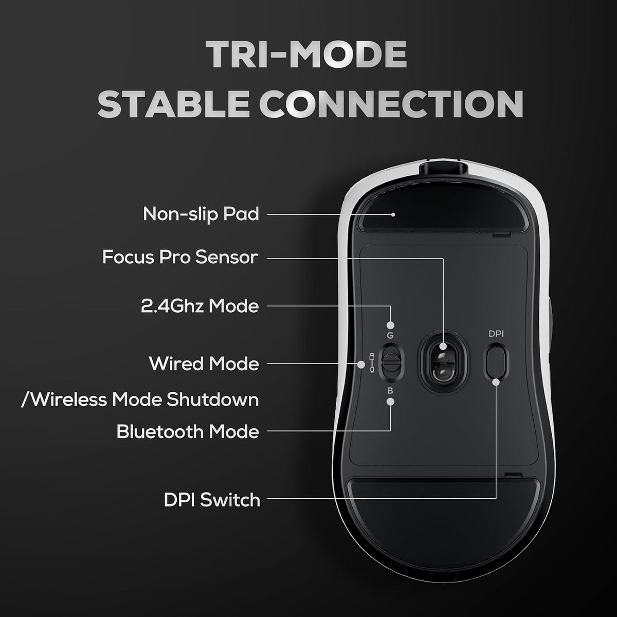 RK ROYAL KLUDGE M3 Wireless Gaming Mouse with 47g Ultra-Lightweight, White