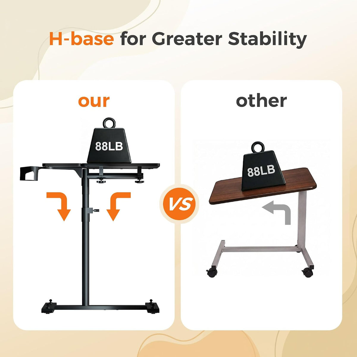 Aothia Small Standing Desk Rolling Table Adjustable Height, Laptop Mobile Sta...