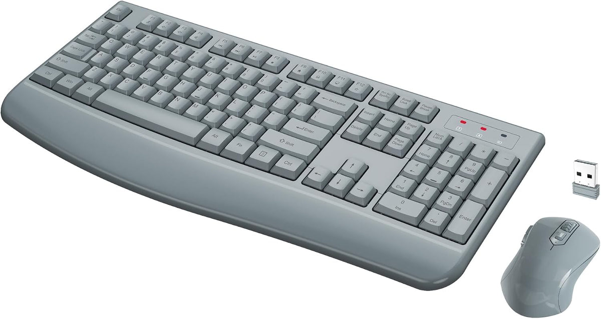QUASIO Wireless Keyboard Mouse Combo, Windows & Mac Compatible (Gray)