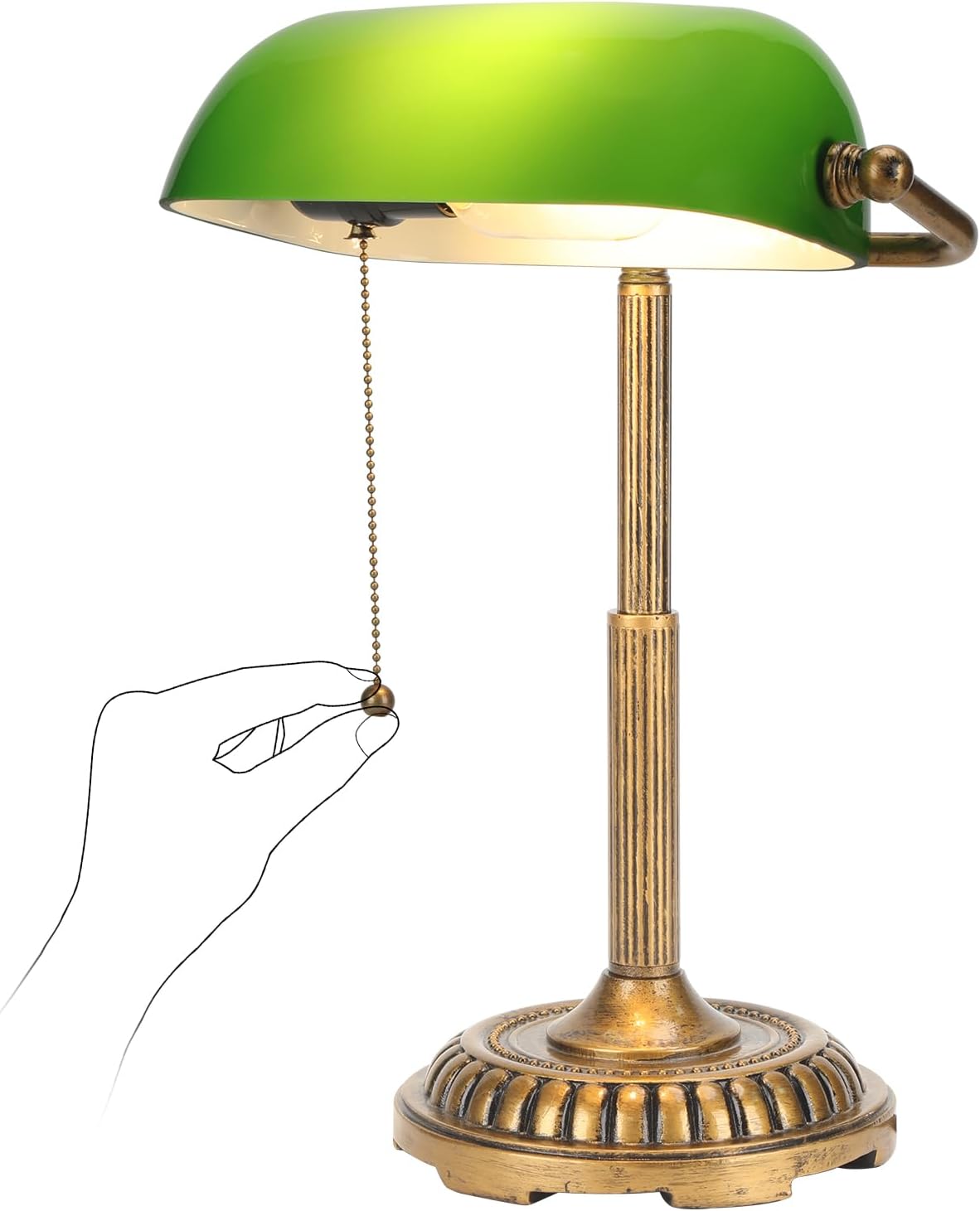 NISSAFORS Bankers Lamp, Green Desk Lamp with Pull Switch, Vintage Table Lamps...