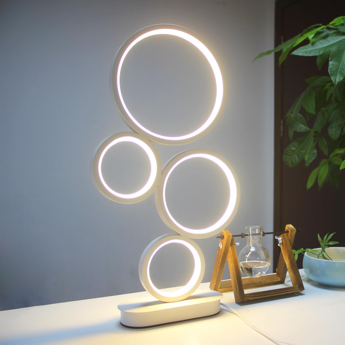 LED Table Lamp, Modern Bedside Lamps for Nightstand, 18W Dimmable LED Desk La...