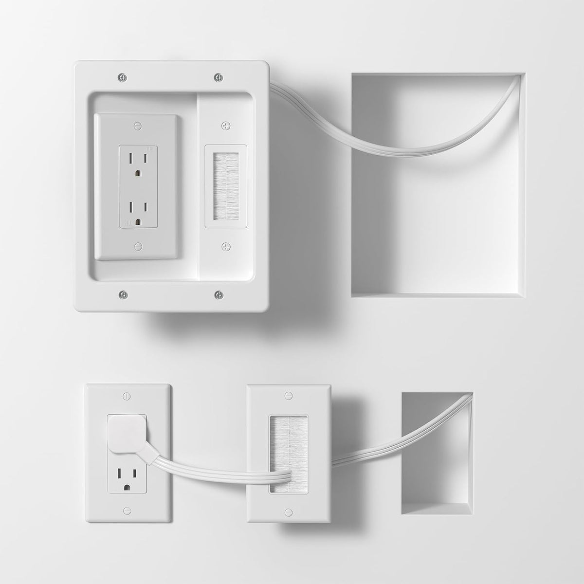 in Wall Cable Management Kit,TV Cable Hider Wall Kit with Brush Wall Plate an...
