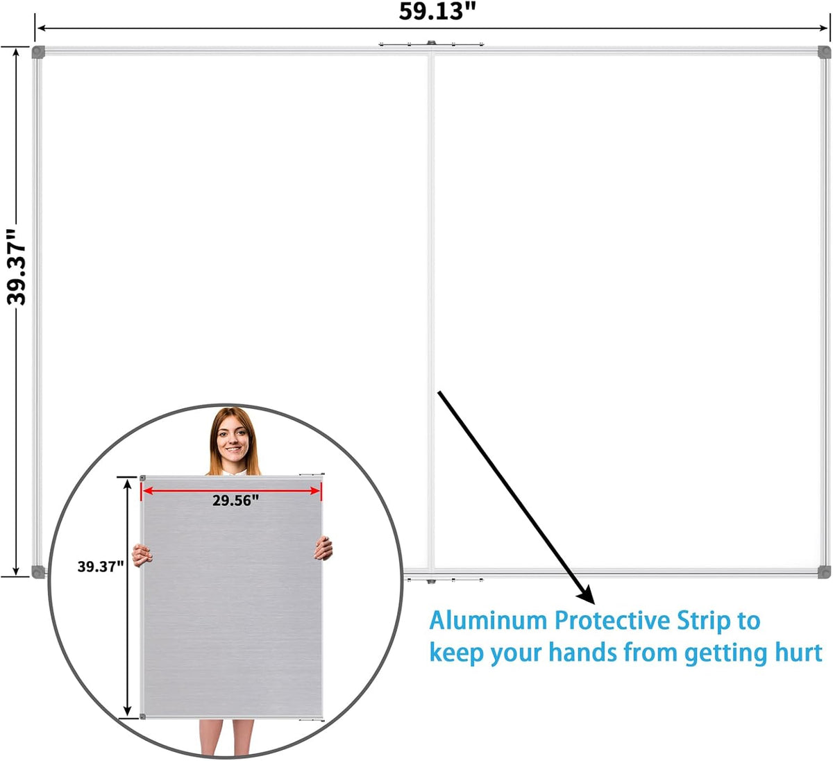 JILoffice Large Foldable White Board 60x40 Inches, Dry Erase Magnetic White B...