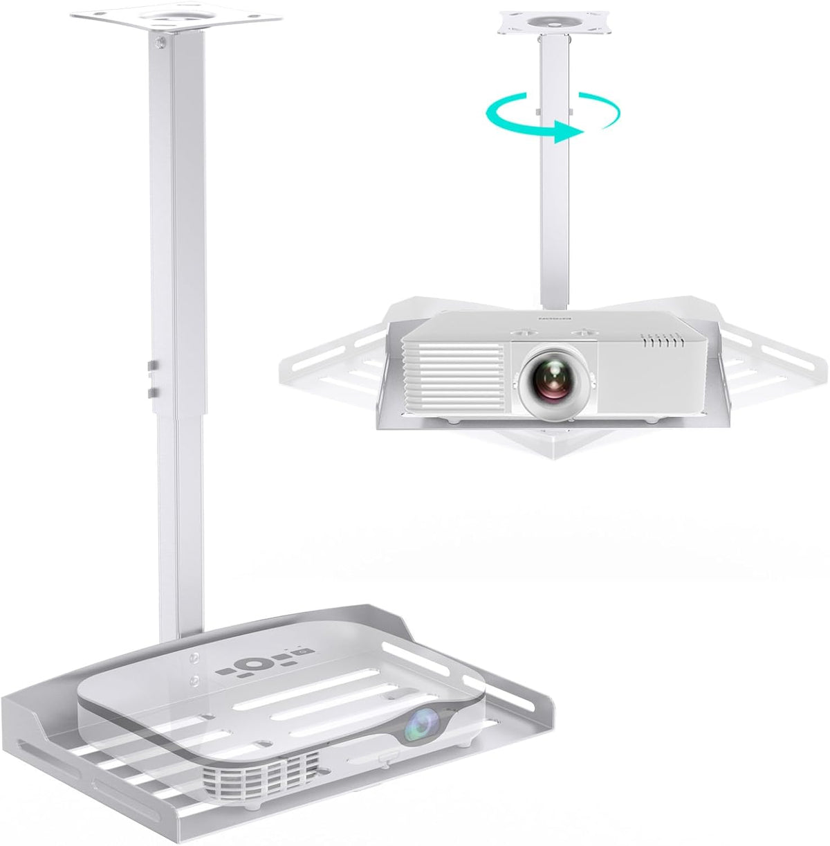 Universal Projector Ceiling Mount with Tray - White