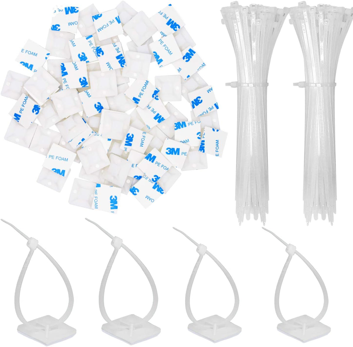 50 Pack 1.5 inch Zip Tie Adhesive Mounts Self Adhesive Cable Tie Base Holders...