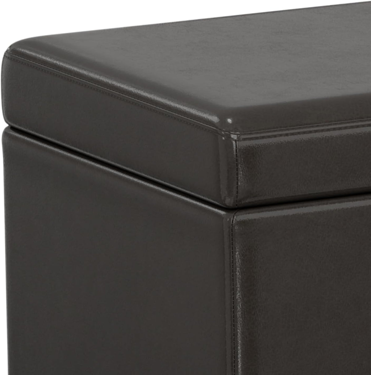 SIMPLIHOME Avalon 60" Wide Fabric Storage Ottoman in Tanners Brown