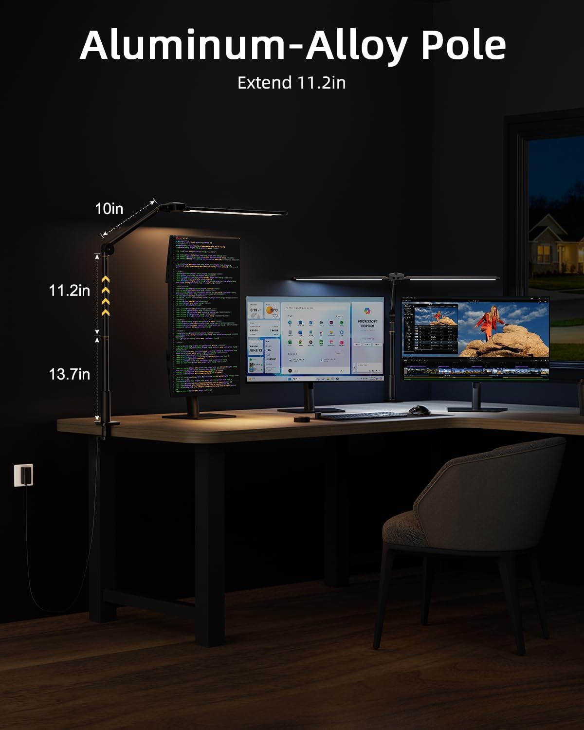 Dual Head Ring Light for Streaming, Sensor Switch Desk Video Light