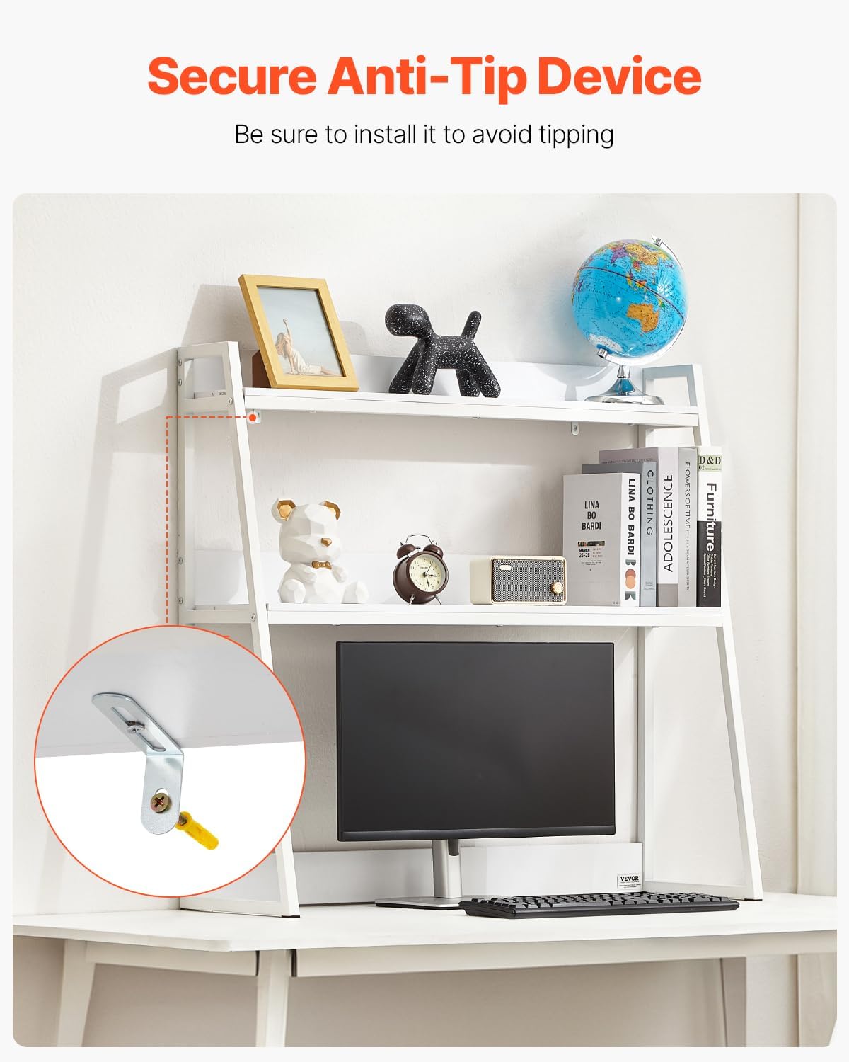 VEVOR Desktop Bookshelf, 2-Tier Desktop Storage Organizer, 37.4" x 12.6&...