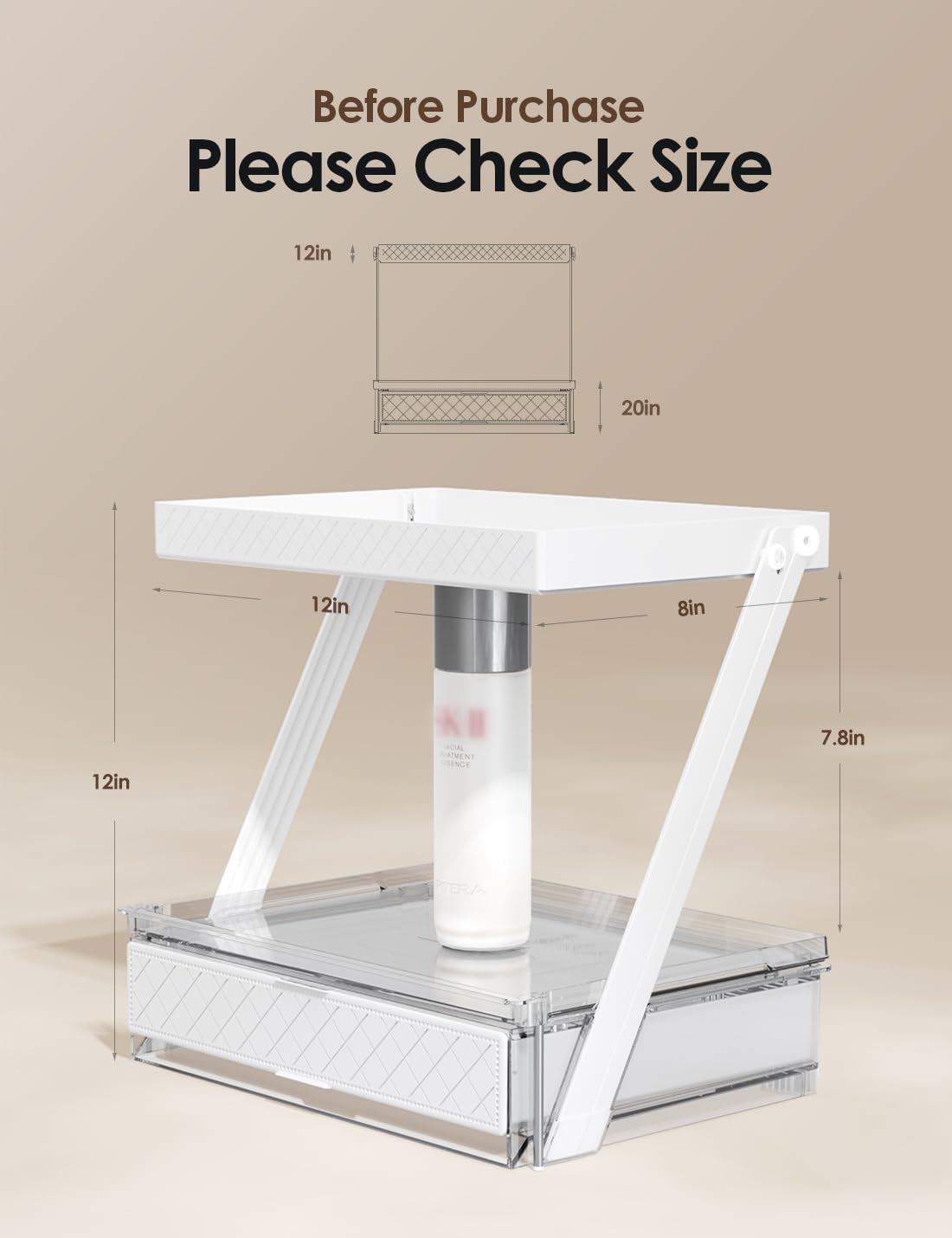2 Tier Bathroom Countertop Organizer, Z-Shaped Vanity Organizer with Sliding ...