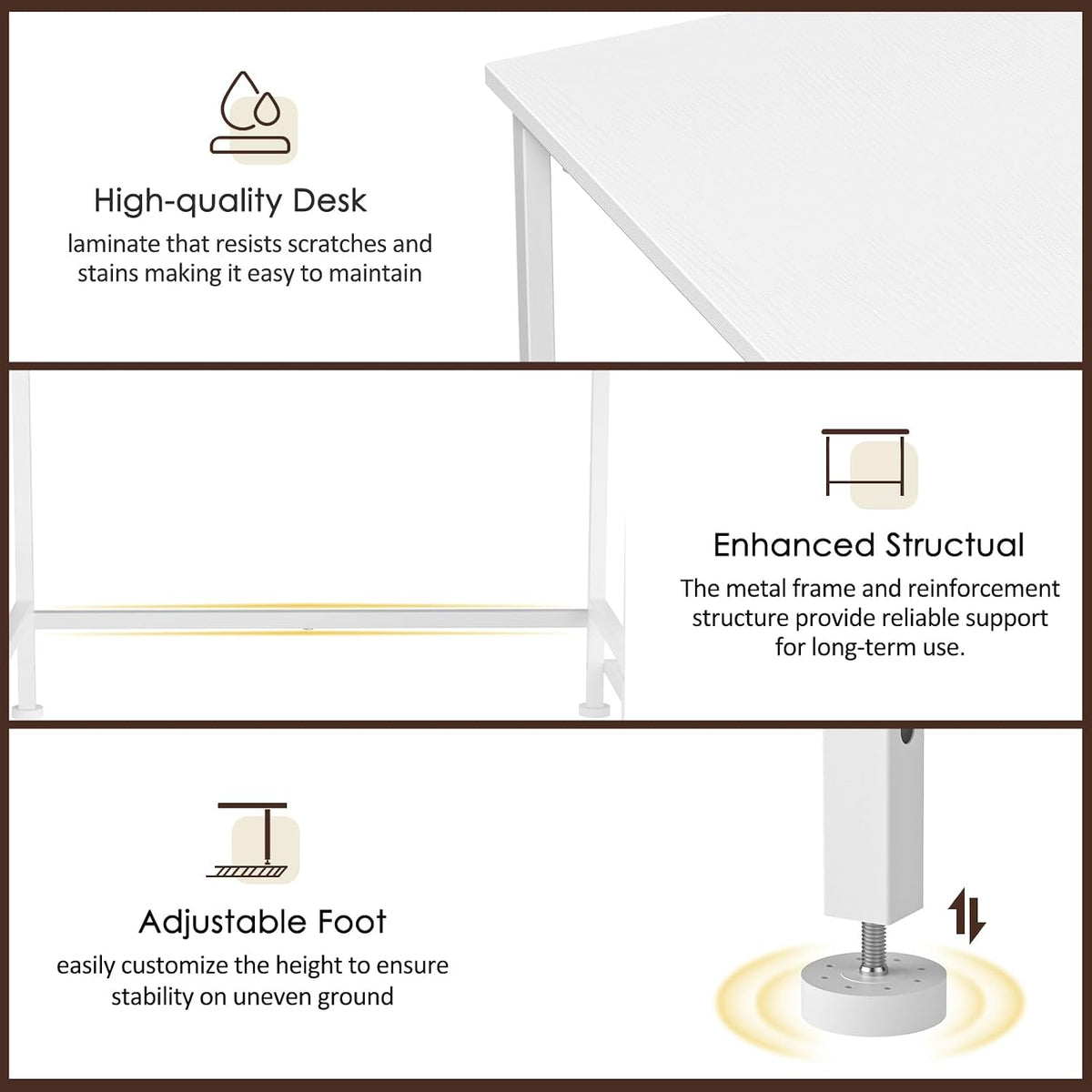 DAOUTIME White Computer Desk, 36 Inch Small Desk with Drawers, Home Office De...